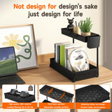 Sevenblue 3 Pack Under Sink Organizers and Storage L-Shaped, 2 Tier Sliding Bathroom Organizers and Storage with Hooks Hanging Cup, Multi-Purpose Cabinet Organizers for Kitchen Bathroom, Black Sevenblue