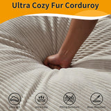 ISHUHL Cloud Modular Sectional Sofa, 124" Oversized Sectional Couches for Living Room, Convertible Deep Seat Sofa Set, Corduroy U Shaped Couch with 2 Ottoman (Beige) ISHUHL