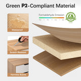 JAXPETY Nightstands Set of 2, Night Stand with Drawers, Bedside Tables with Solid Wood Legs and Large Storage Space, End Table, Side Table, for Bedroom, Natural JAXPETY