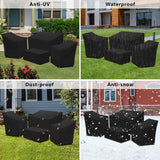 Kovshuiwe Patio Furniture Covers,4-Piece Outdoor Veranda Patio Garden Furniture Covers Set Waterproof - Upgraded 420D Heavy Duty Oxford Fabric Rattan Furniture Cover for Chair Sofa(Black) Kovshuiwe