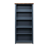 Bridgevine Home Nantucket 72-Inch Modern Farmhouse 5-Shelf Bookcase in Blue Denim and Whiskey Finish Bridgevine Home