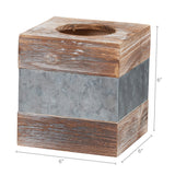 Barnyard Designs Rustic Metal and Distressed Wood Square Tissue Box Cover - Decorative Bathroom Facial Tissue Box Holder Farmhouse Country Decor 6” x 6” Barnyard Designs