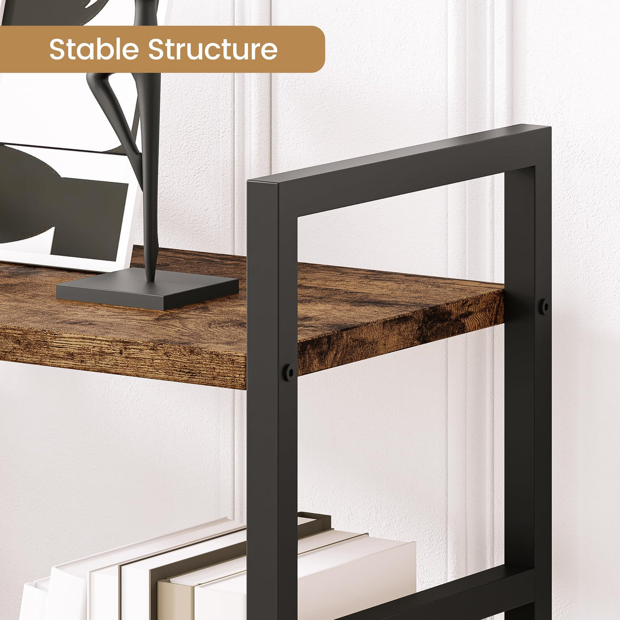 GAOMON Triple Wide 4 Tier Book Shelf, 54.3” Large Bookcase with 11 Open Shelves, Industrial Bookshelves and Bookcases with Metal Frame for Home Office, Study Room, Living Room-Rustic Brown GAOMON