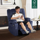 MCombo Zero Gravity Power Recliner Chair with Heat and Vibration Massage, Reclining Chair with USB & Type C Ports, Cup Holders for Living Room, Fabric 6079 (Navy Blue Medium 21.2" Seat Width) MCombo
