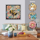 SJUTOUCI Diamond Painting Kits for Adults, 5D Flower Bee Special Shape Diamond Art for Beginners, Crystal Rhinestones Dots Bead Art for Home Wall Decoration Gift 12×12inch SJUTOUCI