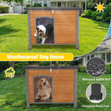 Aivituvin Dog House Outdoor & Indoor Wooden Dog Kennel for Winter with Raised Feet Weatherproof for Small & Medium & Large Dogs,Unique All-Around Iron Frame (Brown, M) Aivituvin