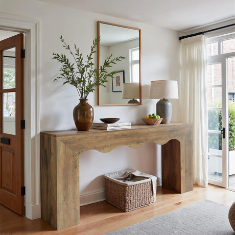 Tribesigns 63" Farmhouse Console Table, Wooden Couch Table Behind Sofa with Storage, Long Entryway Sofa Station, Narrow Console Stand with Base, Hallway Stand for Entryway, Living Room Tribesigns