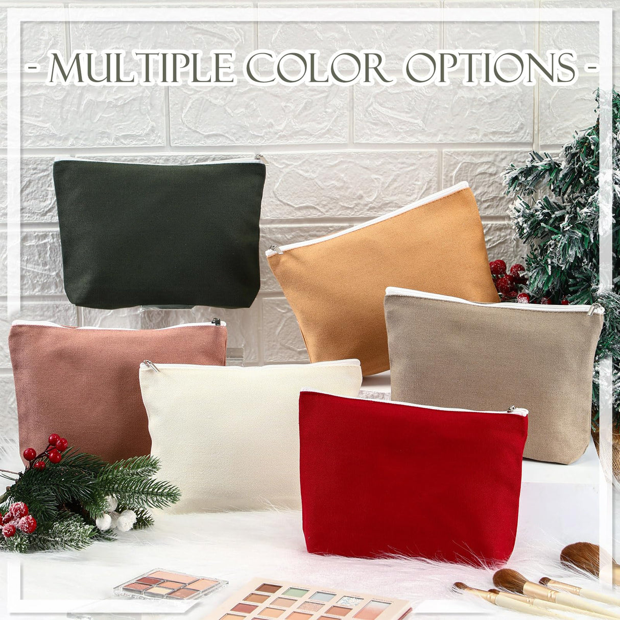 Reginary 10 Pack Canvas Makeup Bags Bulk for Women Multi Color Cosmetics Bag Travel Toiletry Bag Pencil Pouch Multiple Blank Makeup Bags with Zipper Mom Gift for Christmas(Macaron Color) Reginary