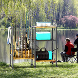 Azheruol Fishing Rod Rack Fishing Equipment Organizers With Wheels, Metal Fishing Gear Shelf Up To 12 Rods, Fishing Rod Holders Fishing Pole Storage Cart For Garage Home Entryway Corner Azheruol