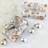SaringSwoon Construction Christmas Wrapping Paper for Kids - Holiday Wrapping Paper with Dump Trucks, Cranes, Excavators with Santa Hats & Gifts, Christmas Tree - 40×28 Inches, 4 Folded Sheets SaringSwoon