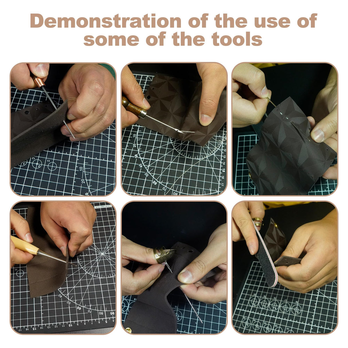 EDIETH Professional Leather Craft Tools Kit Leather Working & Tooling Set with High-Carbon Steel Stamping, Punching, Sewing, Engraving Tools, Custom Cutting Mats for Leathercraft Projects EDIETH