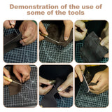 EDIETH Professional Leather Craft Tools Kit Leather Working & Tooling Set with High-Carbon Steel Stamping, Punching, Sewing, Engraving Tools, Custom Cutting Mats for Leathercraft Projects EDIETH