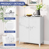 LISSIMO Metal Storage Cabinet, Home Office Cabinet with Doors and Adjustable Shelves,Locking Cabinet with Adjustabl Leg Levelers Assembly Required (White) LISSIMO