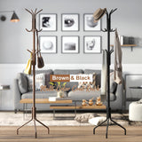 FILWH Coat Rack Freestanding Coat Tree Standing Coat and Hat Hanger Jacket Organizer Rack Metal,18.3" L x 18.3" W x 71.5" H, Black FILWH
