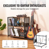 VEVOR 3-Tier Record Player Stand with Guitar Holder, Turntable Stand with Storage Holds Up to 300 Albums, Vinyl Record Cabinet with Metal Mesh Frame for Living Room, Bedroom, Black VEVOR