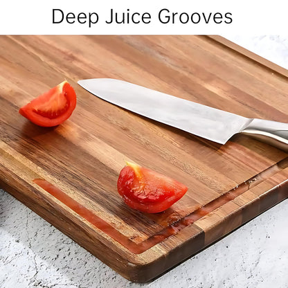 Premium Acacia Wood Cutting Board 18x12 - Non-Toxic, BPA-Free, End Grain Butcher Block - Large Carving Board & Chopping Board with Juice Groove, Non-Slip Chopping Block