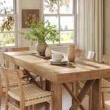 LITTLE TREE 63-Inch Rectangle Dining Table for 4-6 People, Farmhouse Thick Appearance Design, Rectangular Kitchen Dinner Table for Home, Rustic Yellowish Brown LITTLE TREE