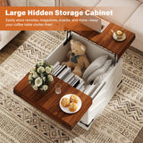 UNIQUITE 31.5'' Lift Top Coffee Table, Sliding Top Square Center Table with Large Hidden Storage Organizer, Multi-Functional Farmhouse Coffee Tables for Living Room, Bedroom, Home Office, White UNIQUITE