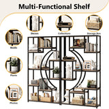 70.8" Tall Bookshelf Set of 2, 79" Wide Geometric Display Shelf with 18 Open Storage Shelves, Scratch-Resistant Gray Wash & Metal Frame, for Living Room, Office, Bedroom – Anti-Tip & Adjustable Feet HolliWill