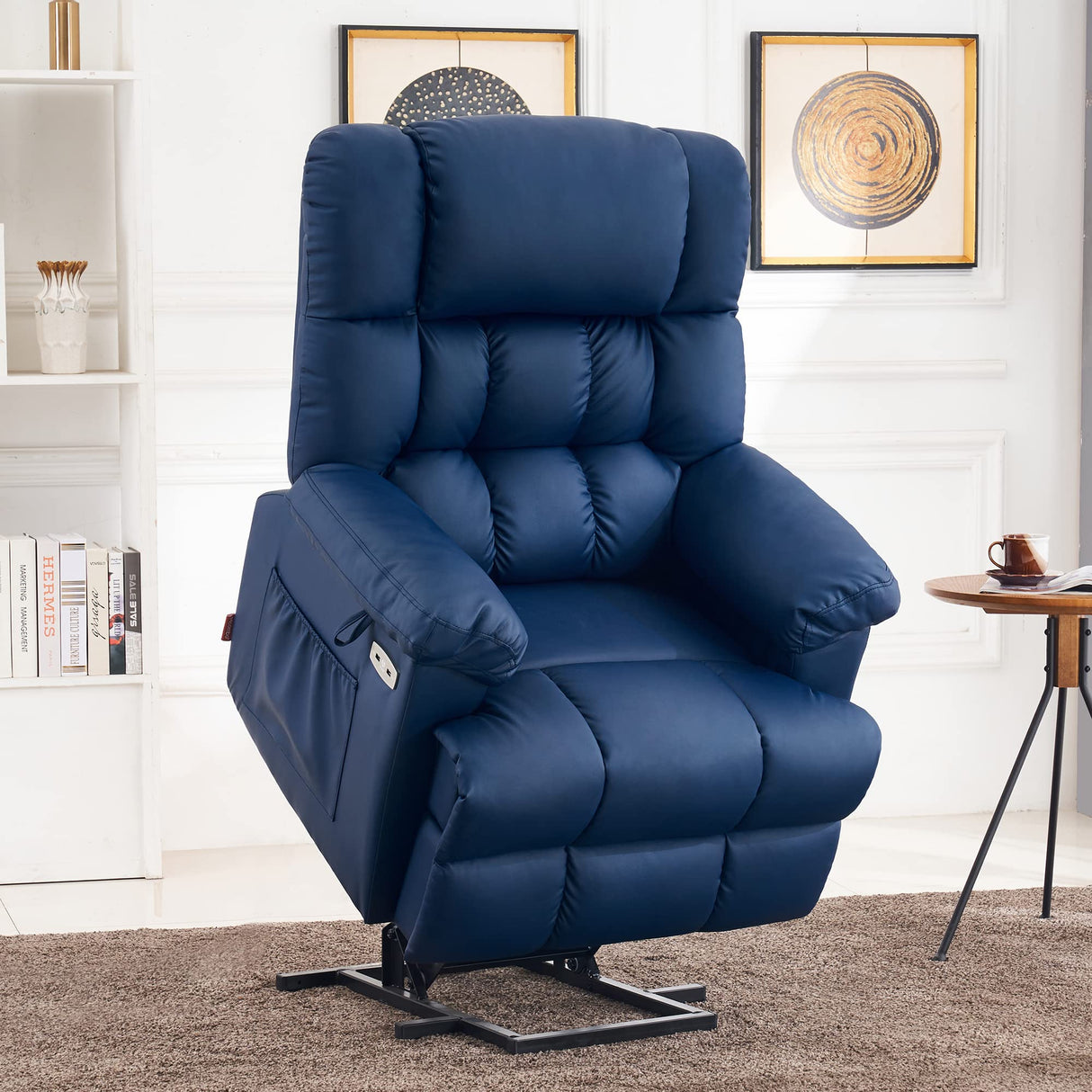 MCombo Power Lift Recliner Chair Sofa with Massage and Heat, Adjustable Headrest, 3 Positions, USB Ports, for Elderly People, Faux Leather 7533 MCombo