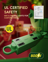 DG-Direct Musical 360° Rotating Christmas Tree Stand, Anti-tilt Noiseless, Up to 9ft 120 lb Artificial Fits 1.25–2" Tree Poles, Spinning Tree Stand with Remote, Built-in 3 Light Output Ports 800W DG-Direct