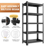 SFTORMAS Metal Garage Shelving Unit, Heavy Duty Adjustable Storage Rack, Steel Shelving, Industrial Shelves for Heavy Tools and Equipment, Ideal for Garage, Basement (5-Tier 63" Hx17 Wx14 D) SFTORMAS