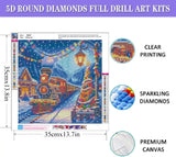Christmas Diamond Painting Kits for Adults - Christmas Train Diamond Art Kits for Adults Beginner, DIY 5D Full Round Drill Diamond Painting Gem Art for Home Wall Decor (14 x 14 Inch) Fotasmua