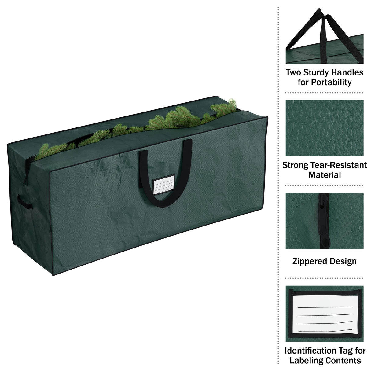 Christmas Tree Storage Bag Set - Set of 2 Bags for 7.5-Foot Artificial Trees - Protects Holiday Decorations and Inflatables by Elf Stor (Green) Elf Stor