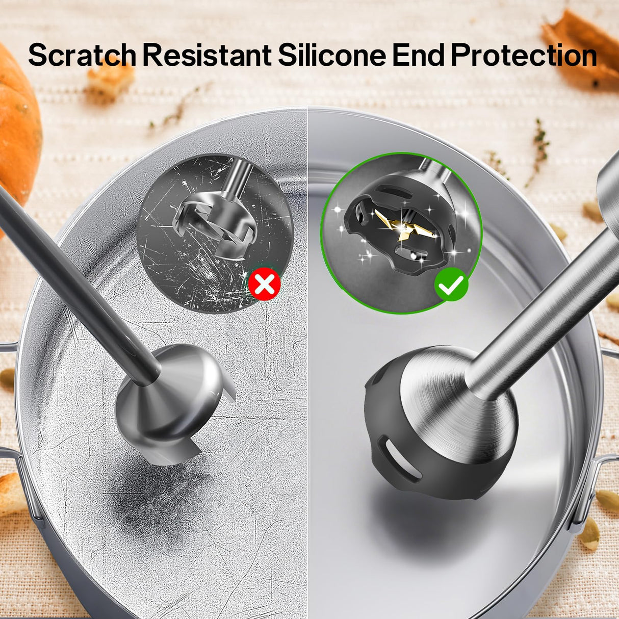 Anybear Immersion Blender, 1100W 2-in-1 Hand Held Blender with Full Copper Motor & Stainless Steel Body, 15 Speed & Turbo Mode Hand Mixer, Blade with Anti-scratch Coating anybear