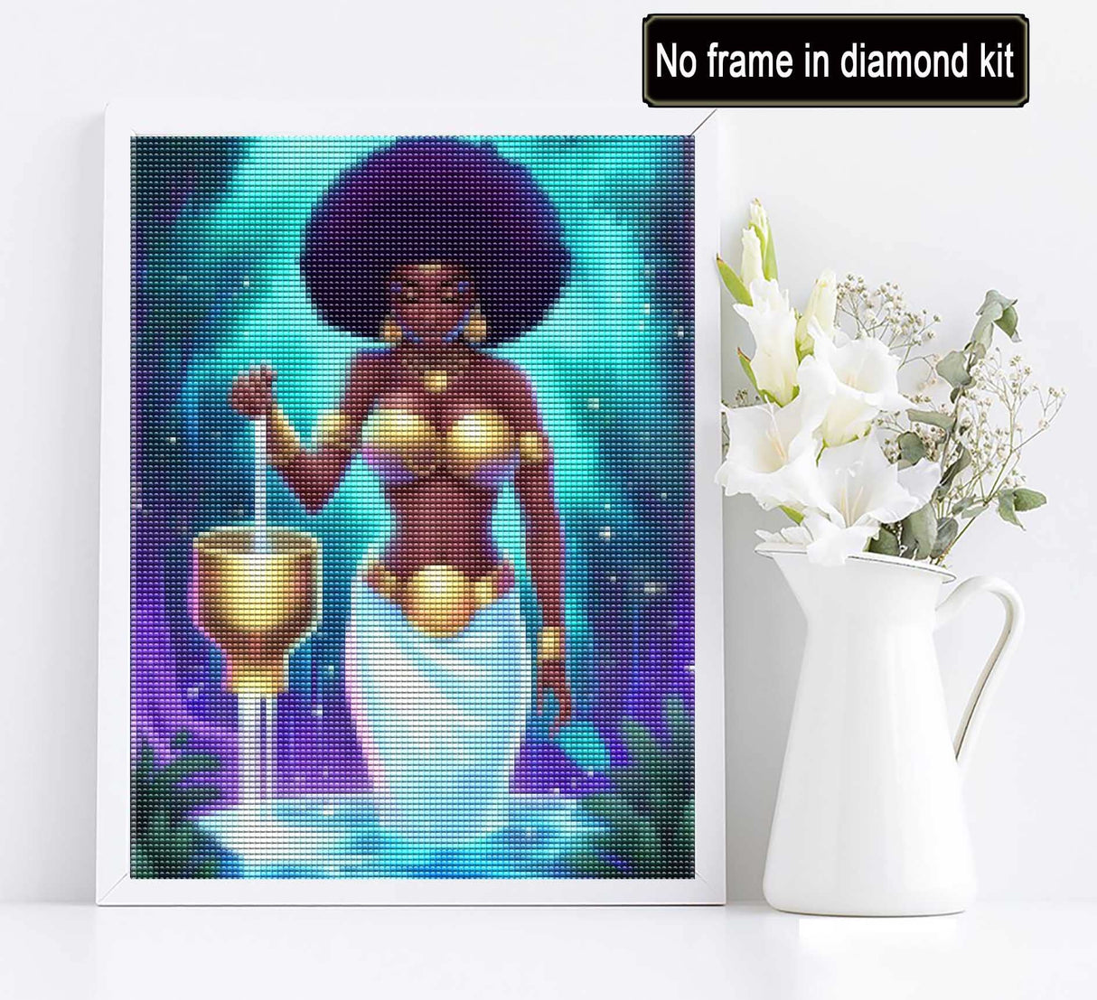 Diymood DIY 5D Diamond Painting Kits for Adults African American - Diamond Art Kits for Adults African American | Full Drill Round | Crystal Mosaic | Beginner | Home Wall Decor | 12x16inch Diymood