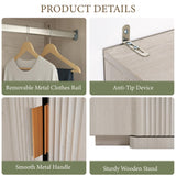 Brafab Armoire Wardrobe Closet, Modern 64.2" Freestanding Closet Wardrobe Cabinet with Drawer and Hanging Rail, Fluted Carved Wooden Storage Cabinet with Shelve for Bedroom, White Brafab