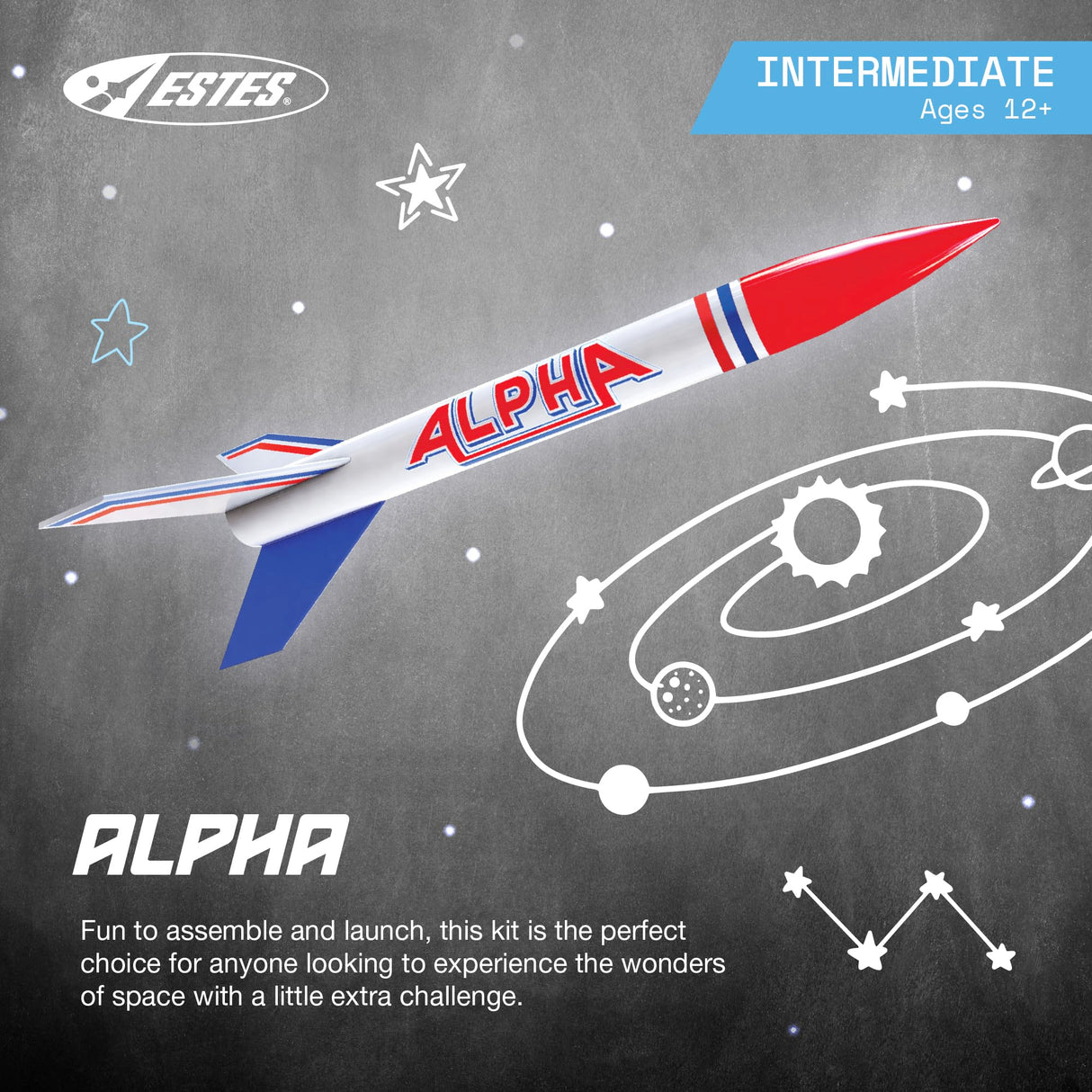 Estes 1225 Alpha Rocket-Building Kit, Intermediate Flying-Rocket-Model Kit for Ages 10+ Estes