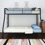 DHP Dusty Metal Bunk Bed Frame for Kids, Teens, and Adults, With Angled Ladder, High Full Length Guardrail, Smooth Rounded Edges, No Boxspring Required, For Small Spaces, Twin-Over-Full, Black DHP