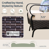 PHI VILLA Wicker & Metal Outdoor Patio Couch,3-Seat Patio Sofa with Deep Seating for Front Porch, Deck, Balcony, Backyard, Sunroom PHI VILLA