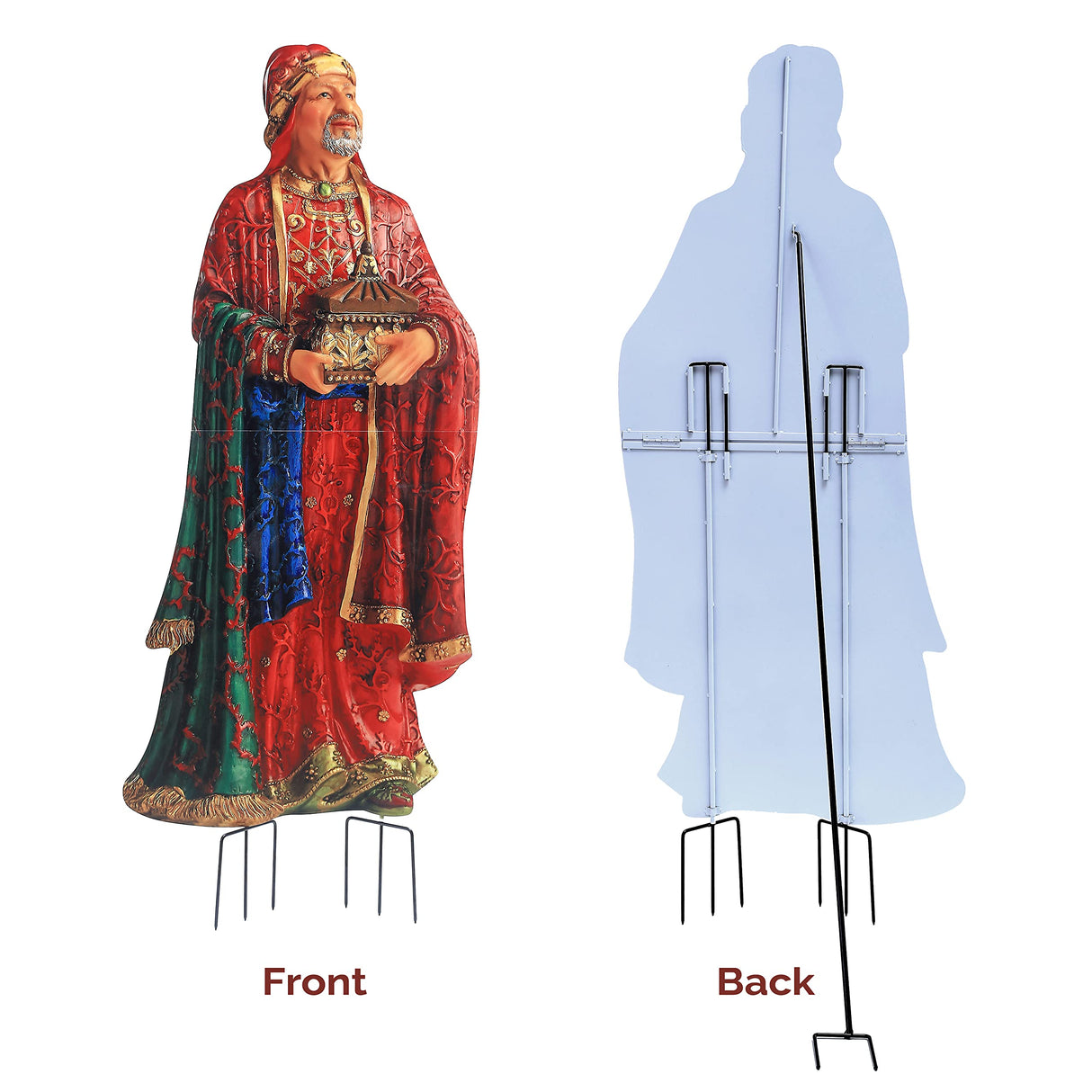 Three Wise Men with Sitting Camel - Christmas Outdoor Nativity Set, Sturdy 22 Gauge Flat Coated Metal, Colorful High Res Printing, Tall 51" THREE KINGS GIFTS THE ORIGINAL GIFTS OF CHRISTMAS