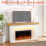 Weyderk 62"Electric Fireplace with Mantel for Living Room or Bedroom, Replaceable 36"Fireplace Insert Heater, Grey Marble Finish with Mantel, 3D Realistic Log and Flame Effect, Remote Control, Timer Weyderk