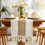 Vanzard Boho Table Runner for Thanksgiving Fall Christmas Home Decor with Tassels 72 Inches Long , Farmhouse Rustic Table Runners for Bohemian Kitchen Dining Table(12x72in) Vanzard