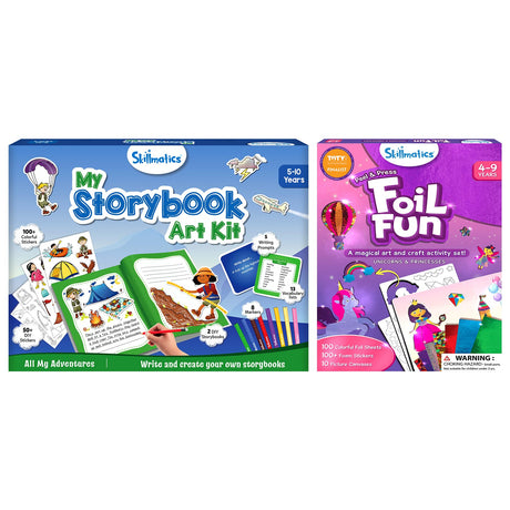 Skillmatics My Storybook Art Kit Adventures & Foil Fun Unicorns & Princesses Bundle, Creative Activity for Boys & Girls, DIY Kit Skillmatics