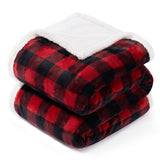 BEAUTEX Christmas Sherpa Fleece Throw Blanket, Super Soft Warm Buffalo Plaid Plush Blankets and Throws, Warm Winter Cozy Fuzzy Blanket for Couch Sofa Bed (Red, 50" x 60") BEAUTEX