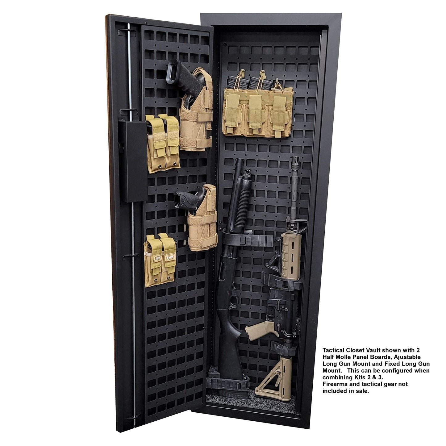 Tactical Closet Vault Flat Black in Wall Gun Safe and Tactical Gear Safe – This Safe Provides Security for Firearms, Simplex Lock – Fits Between Wall Studs– Ideal for Home or Office