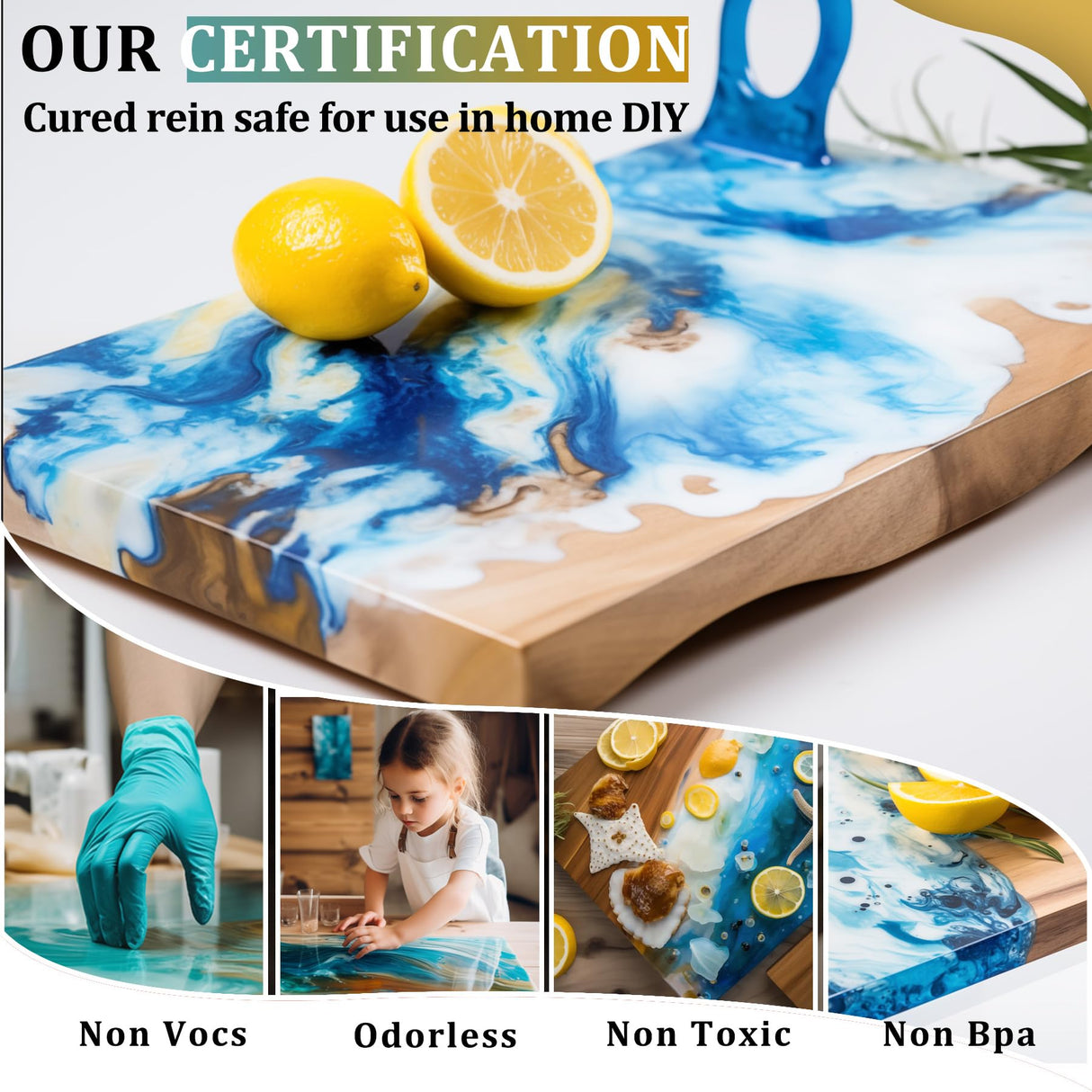 Demorex Epoxy Resin 2 Gallon Kit, Upgraded Crystal Clear Resin Epoxy Food Safe, Self Leveling & Bubble Free Epoxy Resin with Anti-Yellowing for Coating, Casting, Molds, Jewelry Making, DIY Demorex