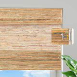 HousCa Blackout No Drill Bamboo Shades, Custom Cordless Bamboo Roman Shades Window Blinds, Natural 100% Bamboo and Linen Blinds for Windows, Deer Horn Brown HousCa