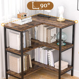 VECELO Corner Cabinet Table with 3 Tier Open Shelf, Multipurpose Display Organizer Storage Stand, for Small Space Living Room Home Office Kitchen, Brown VECELO