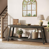 Tribesigns 70.86-Inch Console Table for Entyrway, Farmhouse 2-Tier Entry Entrance Table, Narrow Long Sofa Table Behind Couch, Dark Brown Tribesigns