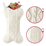 Malier Dog Christmas Stocking, Knit White Christmas Stocking for Dogs, Bone Shape Dog Stocking Christmas Large Pet Stockings Hanging Dog Christmas Stocking for Dogs Cats Pets (White) Malier