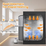 Manastin 2 Person Portable Steam Sauna for Home, 1 or 2 Person Full Body Sauna Tent with 2 Foldable Chairs,9 Levels of Sauna Box with Remote Control, Black Manastin