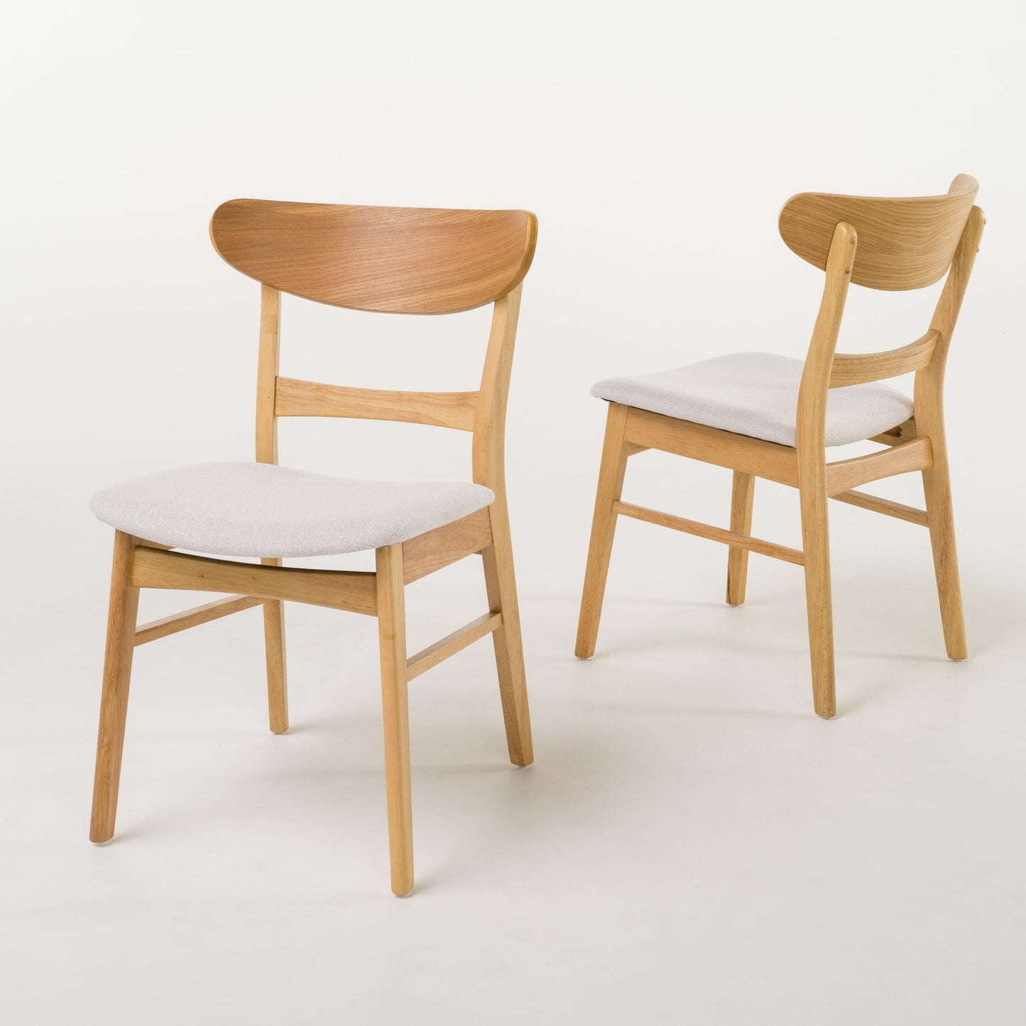 Christopher Knight Home Idalia Dining Chairs, 2-Pcs Set, Light Beige / Oak Finish - WoodArtSupply