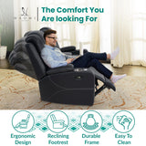 Home Theater Seating, Gaming Chairs for Adults, Wireless Charging Movie Theater Chairs, Power Recline Loveseat with 6 Cup Holders and Tray, Powerful in-Built Speaker, USB Ports, Air Leather – Black Naomi Home