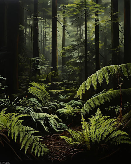 XTXGERL Paint by Number, Redwood Forest Ferns, Adult Crafts Adults Paint by Number Kits, Room Decor Gift for Birthday Festival (16x20 inch, No Frame) XTXGERL