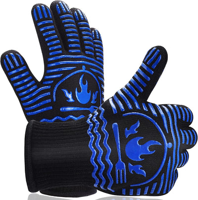 Recoty BBQ Gloves, 1472°F Extreme Heat Resistant Grill Gloves, Non-Slip Food Grade Silicone Oven Mitts Gloves for Kitchen, Cooking, Barbecue, Baking, Smoker (11inch)